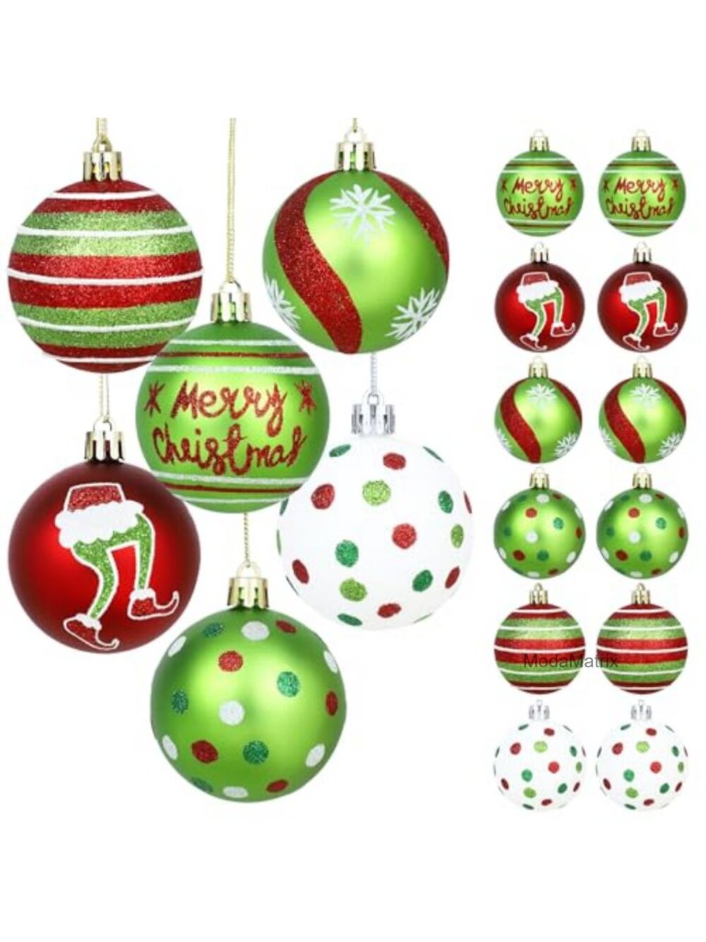 24Pc 2.4" Shatterproof Plastic Christmas Ball Ornaments Hanging Tree Decor